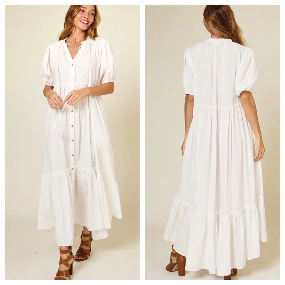 Boho Chic Fabiene Puff Sleeve Button Down Maxi Dress - Picture 5 of 5